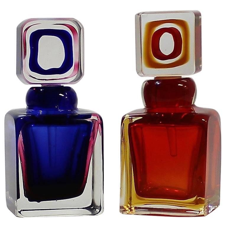 Pair of Sommerso Formia Vetri Di Murano Perfume Bottles