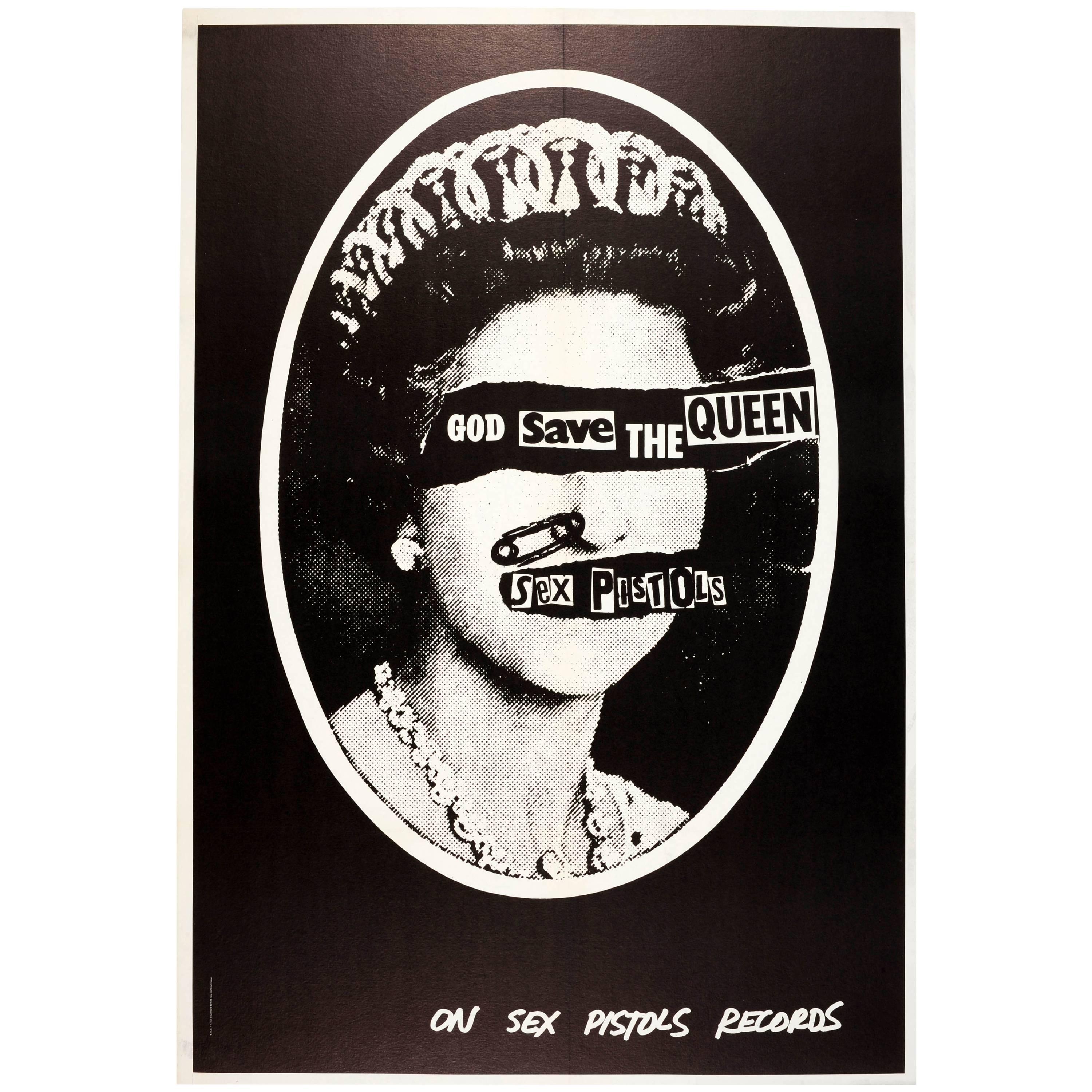 Original Iconic Punk Rock Music Poster For The Sex Pistols - God Save The Queen