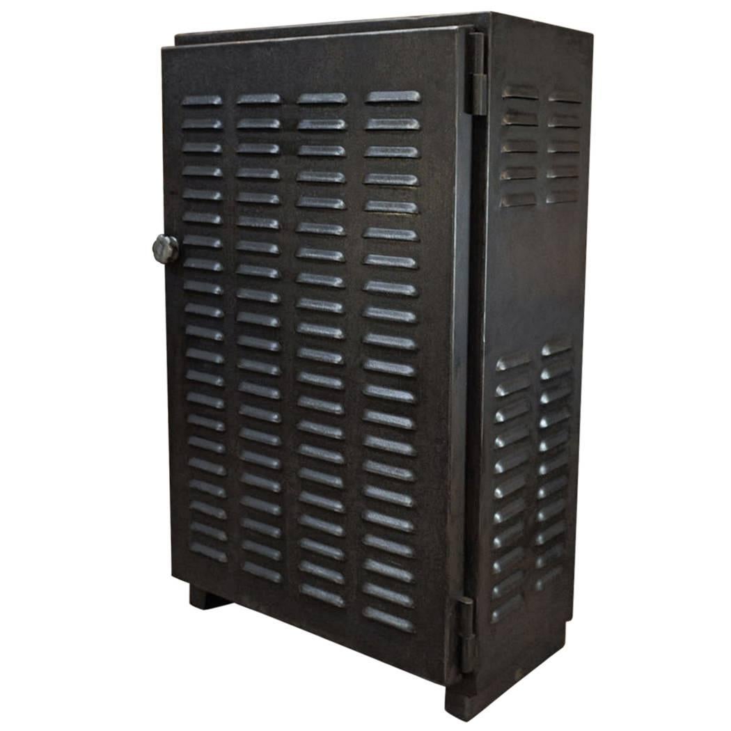 French Industrial Electric Iron One-Door Ccabinet on Wheels