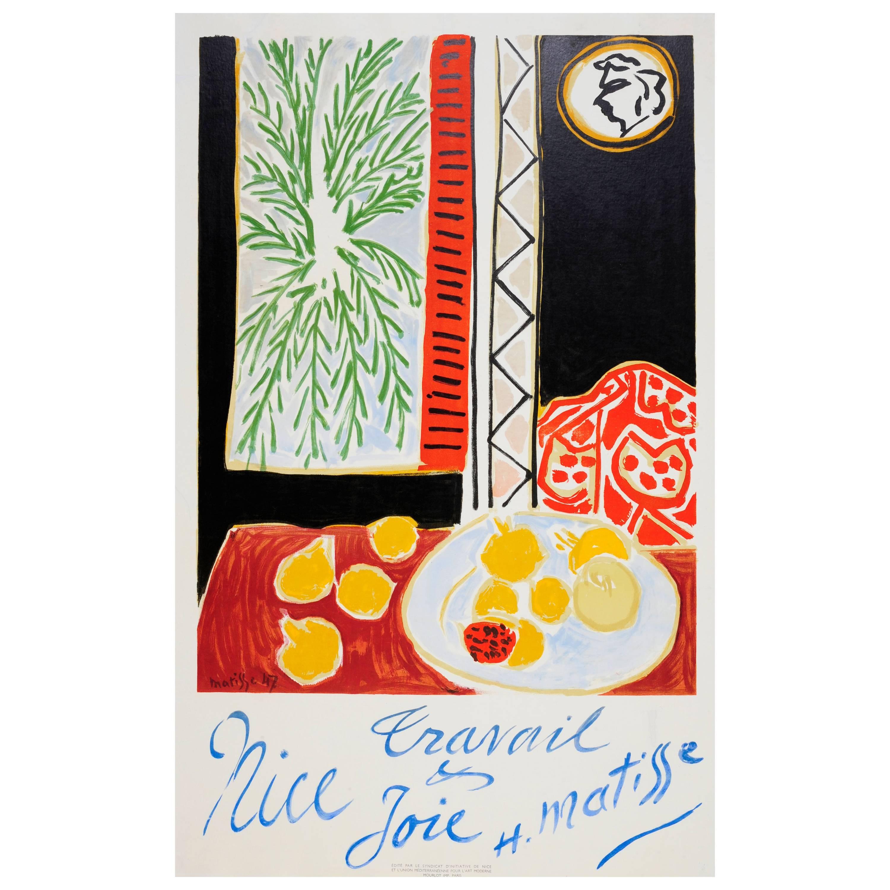 Original Vintage Travel Poster by Matisse for Nice France - Work and Happiness