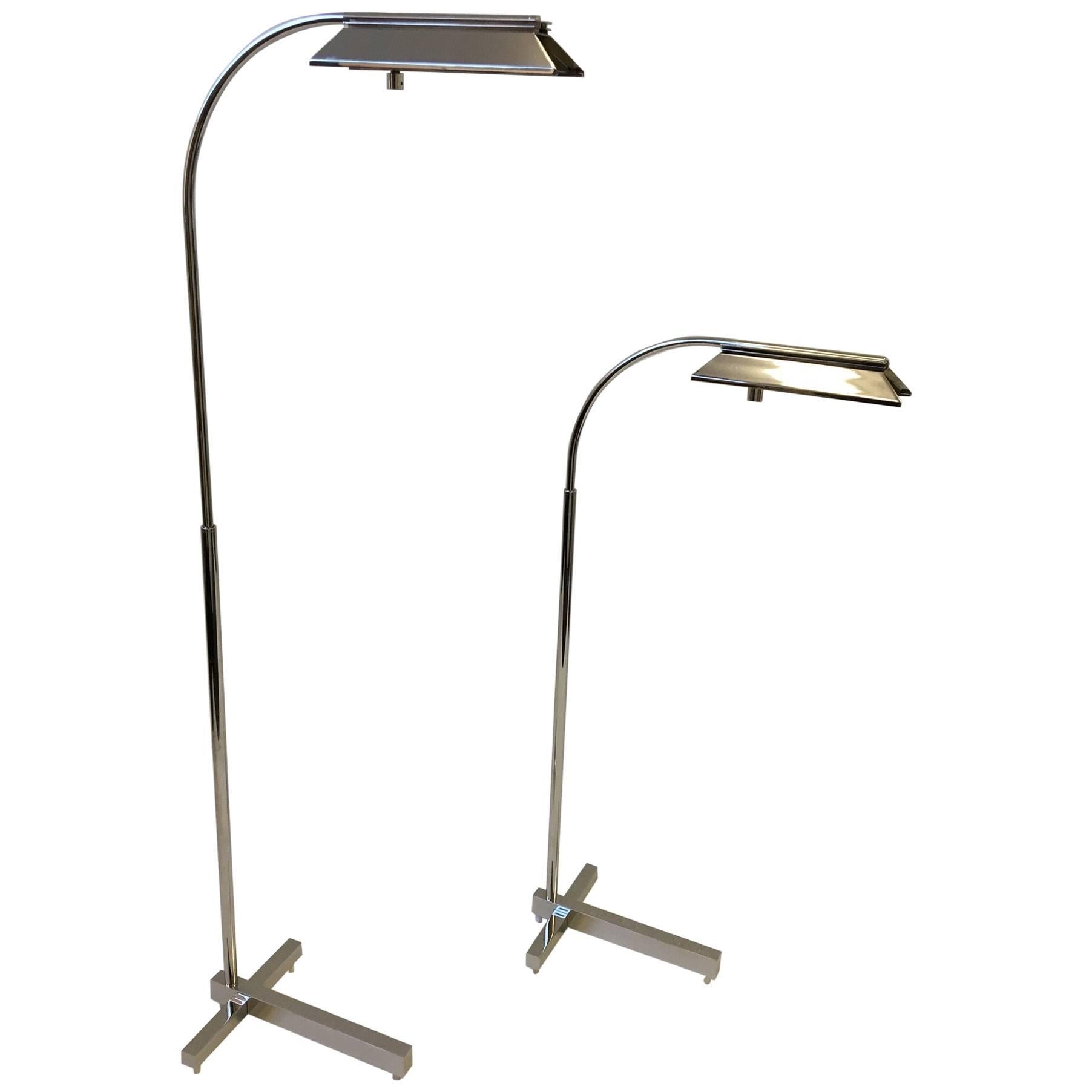 Pair of Nickel Adjustable Floor Lamps by Casella