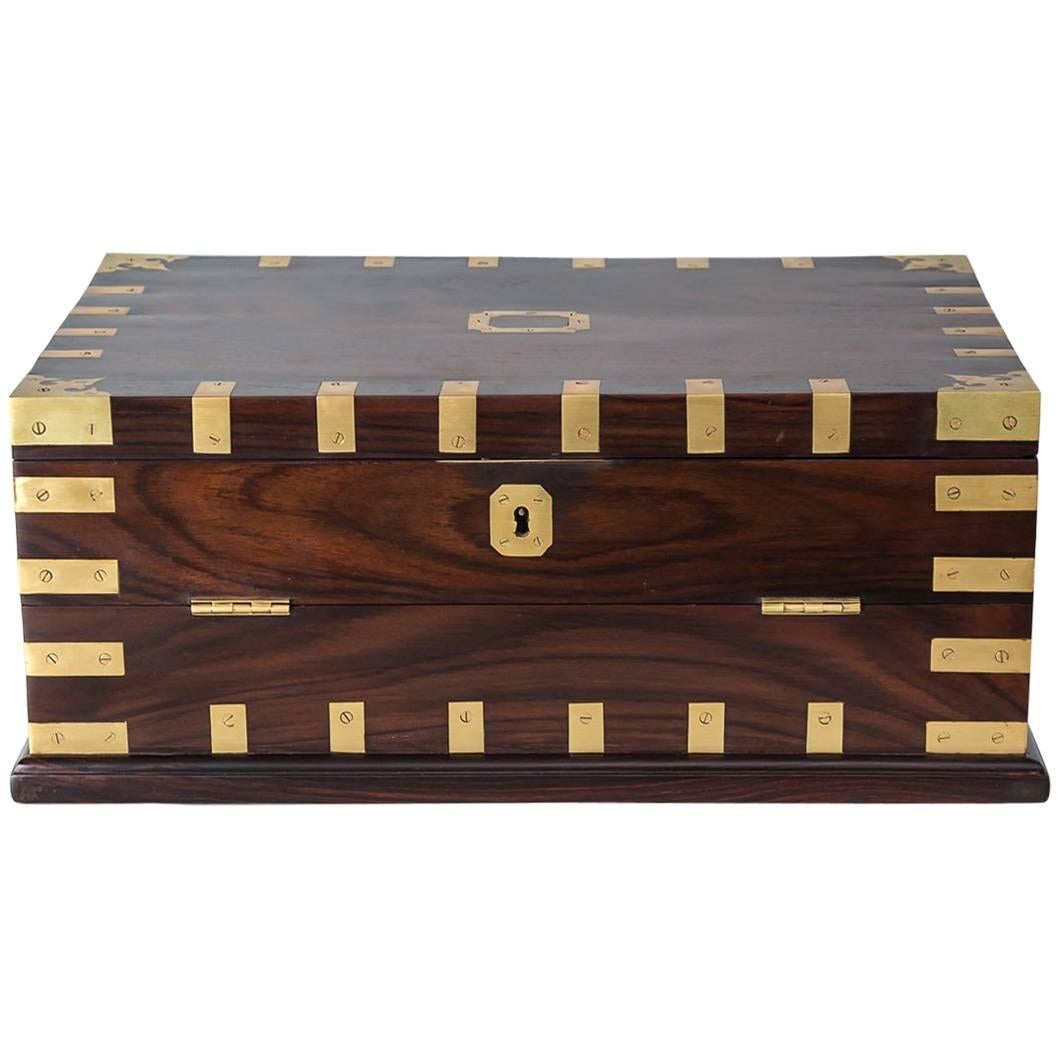 Anglo-Indian or British Colonial Triple Opening Writing Box Mid 19th Century For Sale