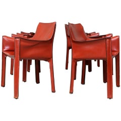 Set of Six Cab 413 Chairs by Mario Bellini for Cassina, Italy, 1979