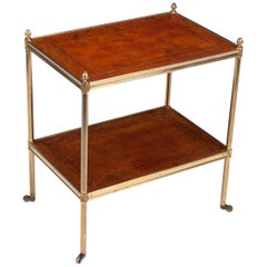 Early 20th Century Brass and Leather Etagere