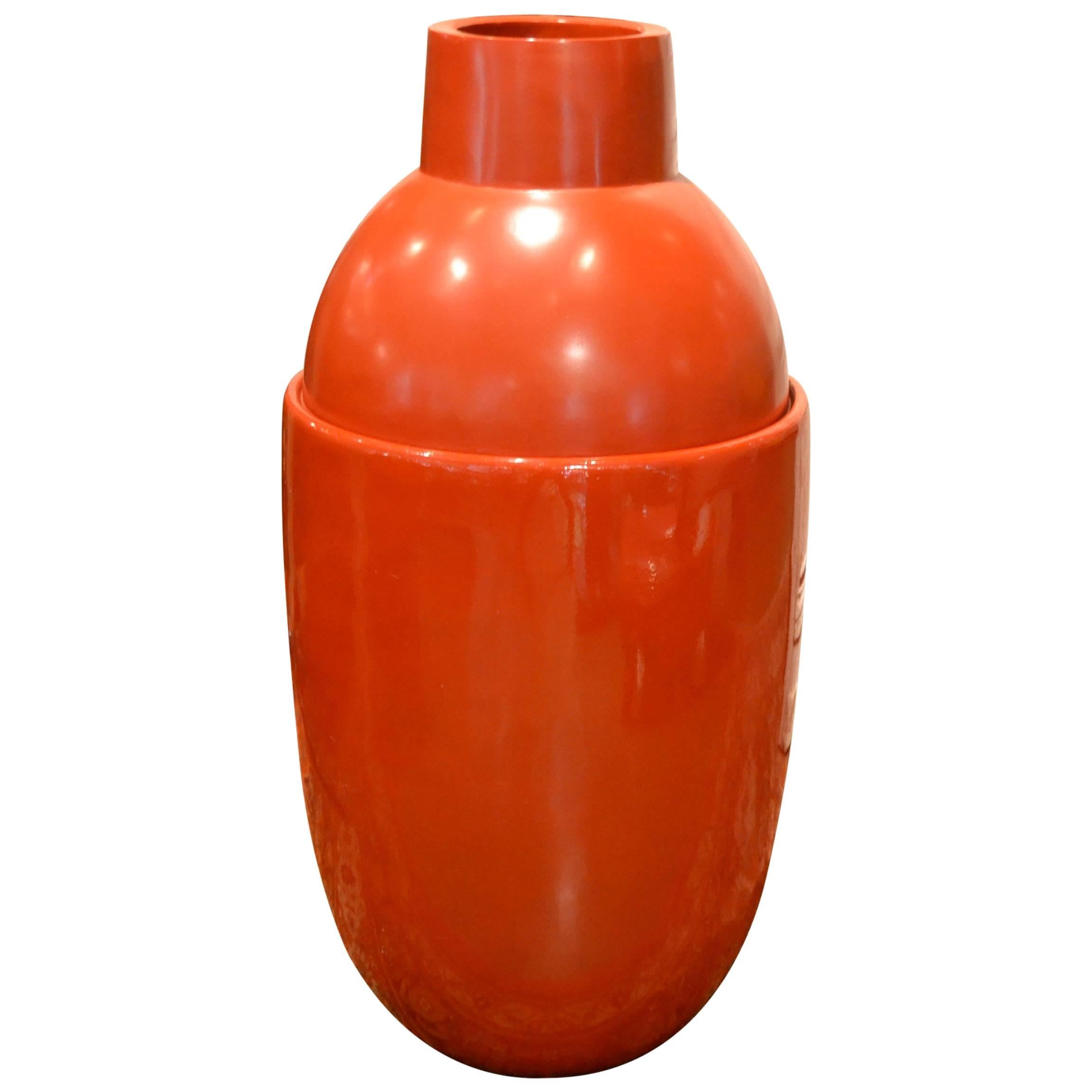 Large Modern Red Fiberglass Floor Vase By Edward Van Vliet Large Modern Red Fiberglass Floor Vase By Edward Van Vliet