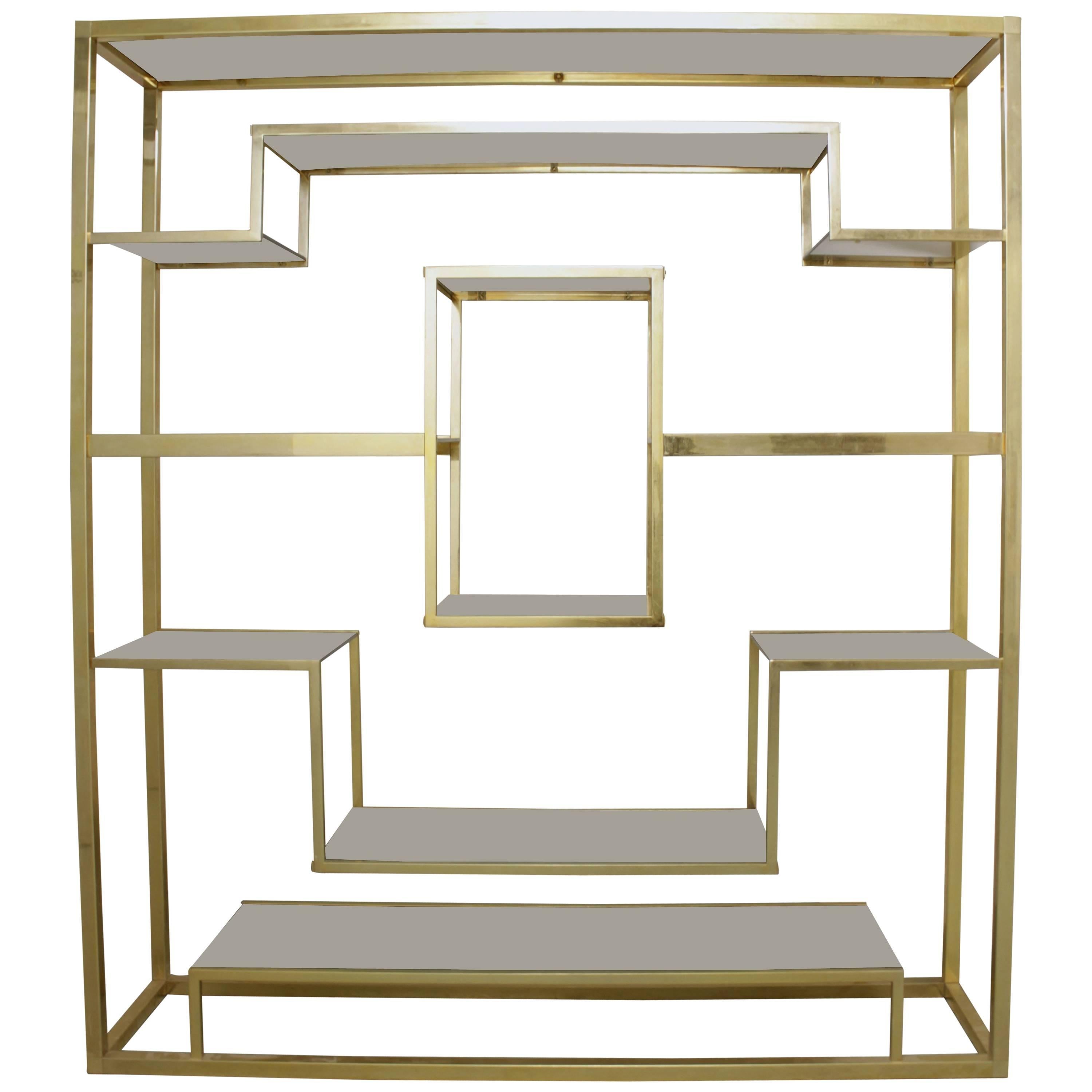 Brass and Glass Shelf by Romeo Rega