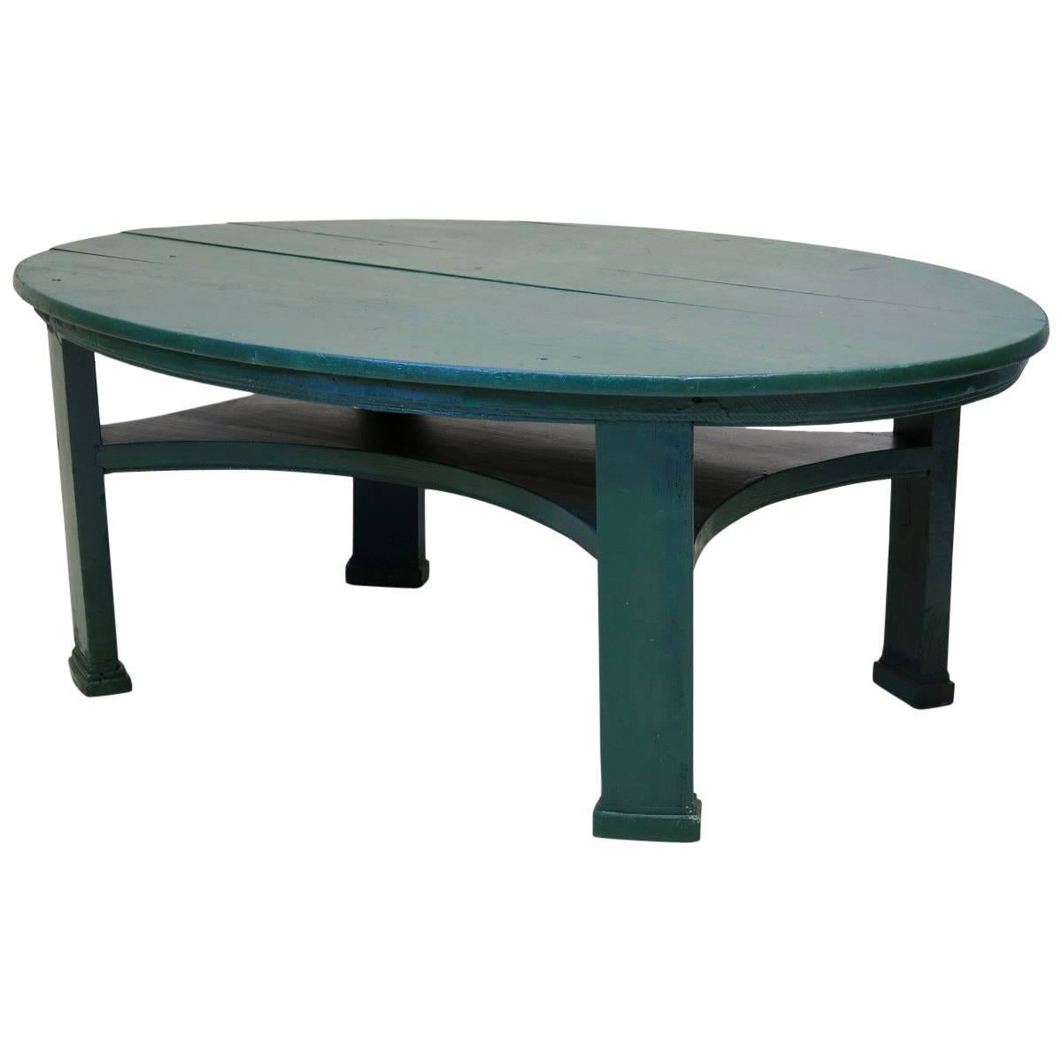 Large Oval Painted Pinewood Coffee Table