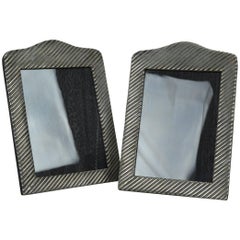Pair of Antique Silver Photograph Frames in Modernist Style, English 1890