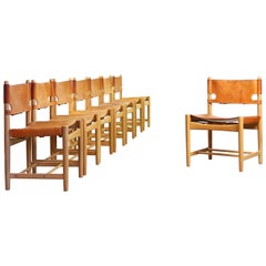 Set of Eight Dining Hunting Chairs by Børge Mogensen for Fredericia Mod. 3237