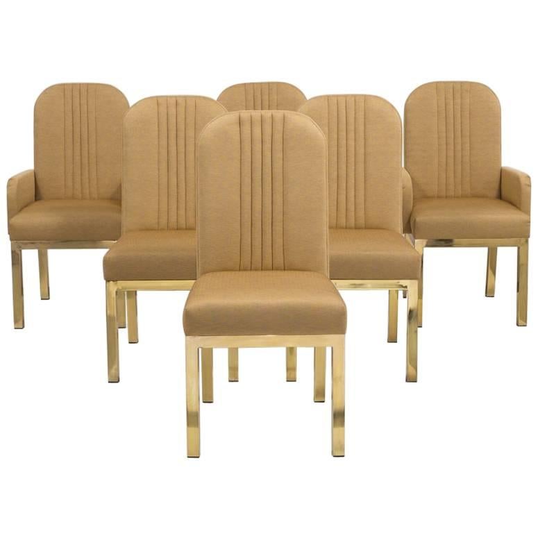 Set of Six Mastercraft Upholstered Dining Chairs, 1970s For Sale