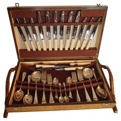 Vintage 1920 set of 53 pieces cutlery in a walnut box by McPherson Brothers Glasgow