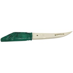 1960s Malachite and Bone Letter Opener