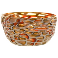 Ermanno Toso Attribution Small Bowl, White Smalto Murrina 1960s