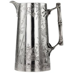 Antique 20th Century Chinese Solid Silver Engraved Large Water Jug, circa 1900