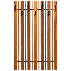 Walnut and Black Metal Wall Mounted Coat Rack 1960s, Belgium