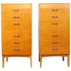 Pair of Midcentury Tall Chest of Drawers
