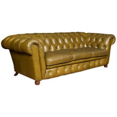 Vintage Olive Leather Chesterfield