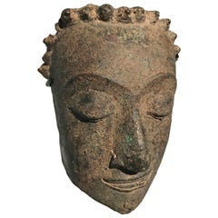 Antique  Fragment of Bronze Head of Buddha, Thailand