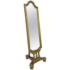 Retro Hollywood Regency Style Giltwood Cheval Floor Mirror, circa 1960s