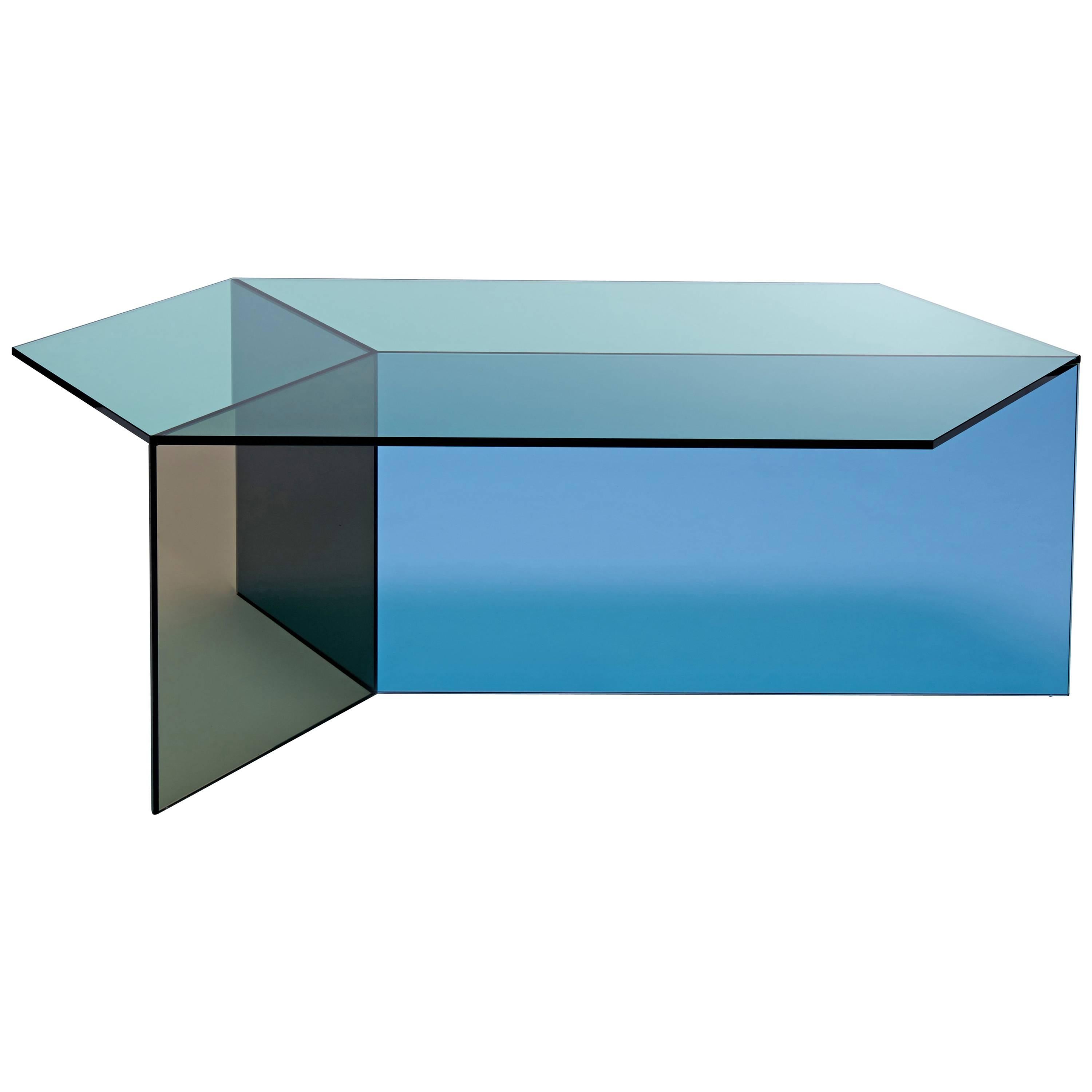 Isom Oblong Multi Side Table in Tempered Glass For Sale