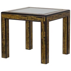 Mastercraft Acid Etched Brass and Ebonised Side Table, 1980s