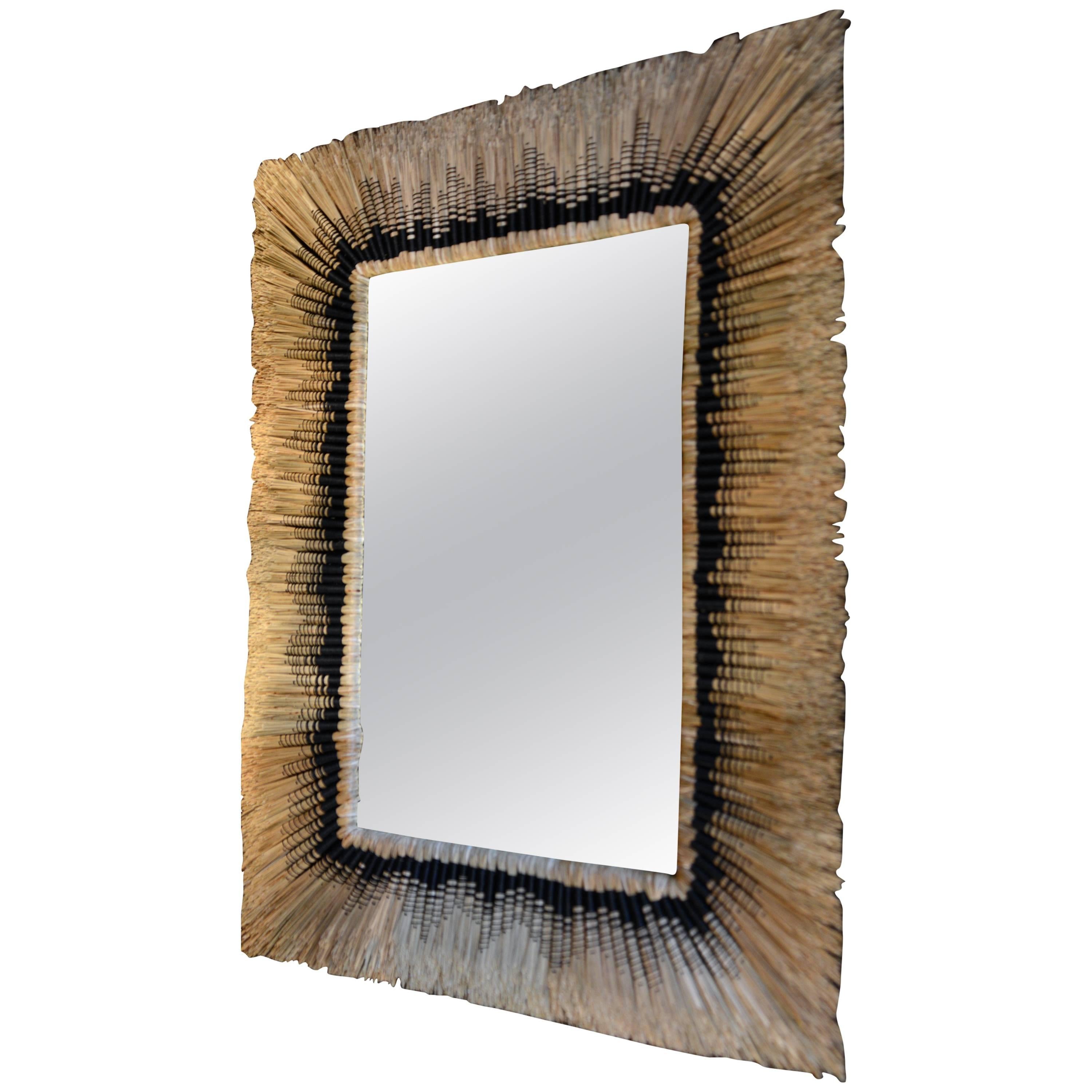Very Atypical Straw Mirror, France, Contemporary Work For Sale