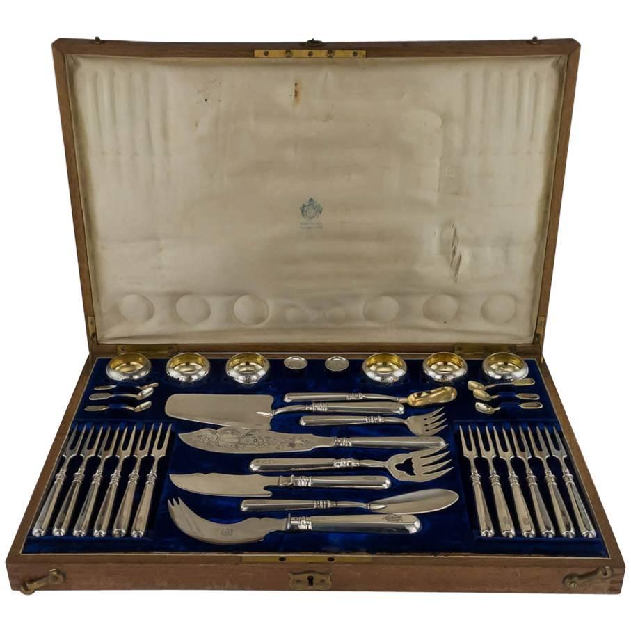 ANTIQUE 20thC IMPERIAL RUSSIAN SOLID SILVER CAVIAR & FISH CUTLERY SET c.1900