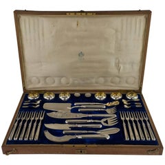 ANTIQUE 20thC IMPERIAL RUSSIAN SOLID SILVER CAVIAR & FISH CUTLERY SET c.1900