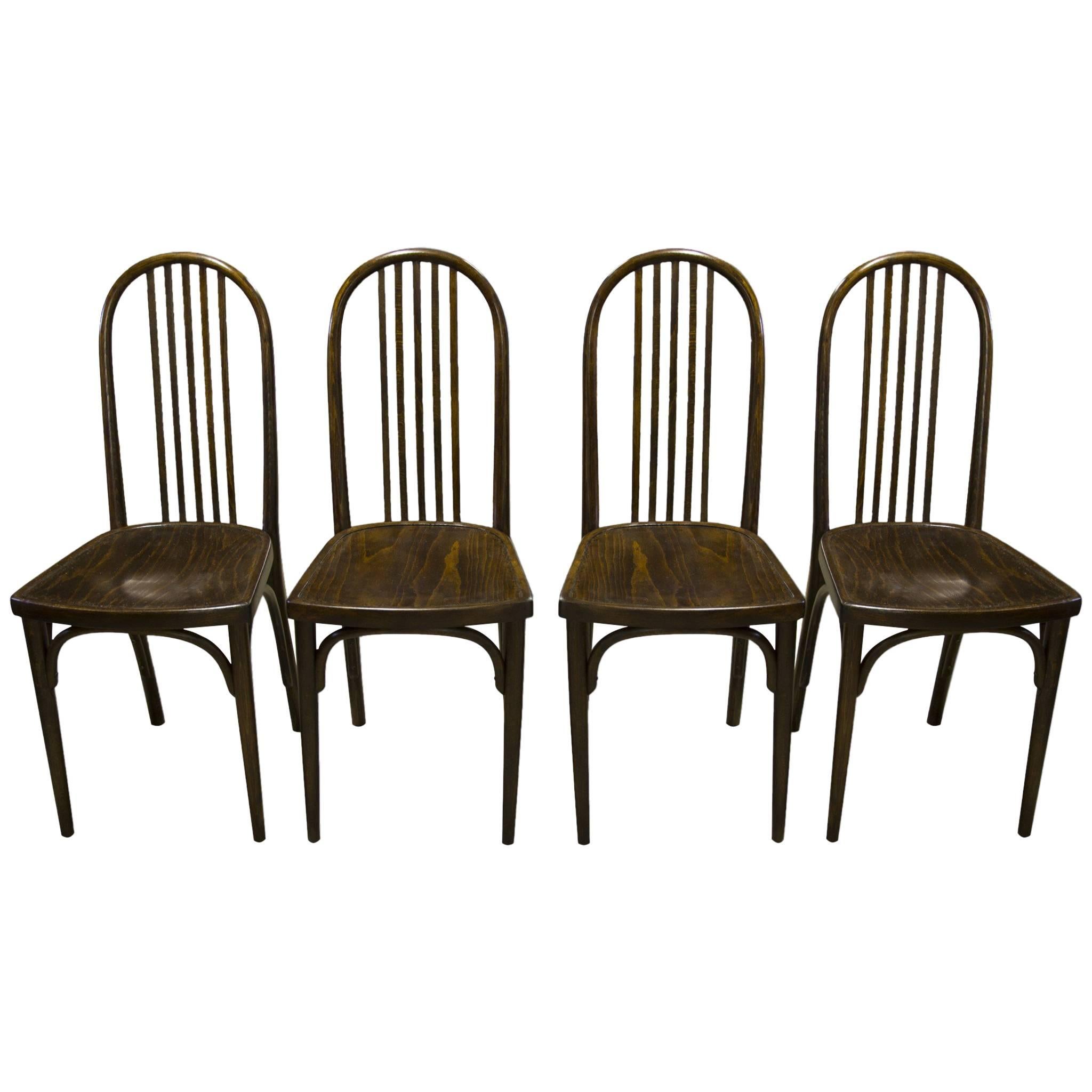Vienna Beech Dining Chairs by Josef Hoffmann for Thonet, Set of Four