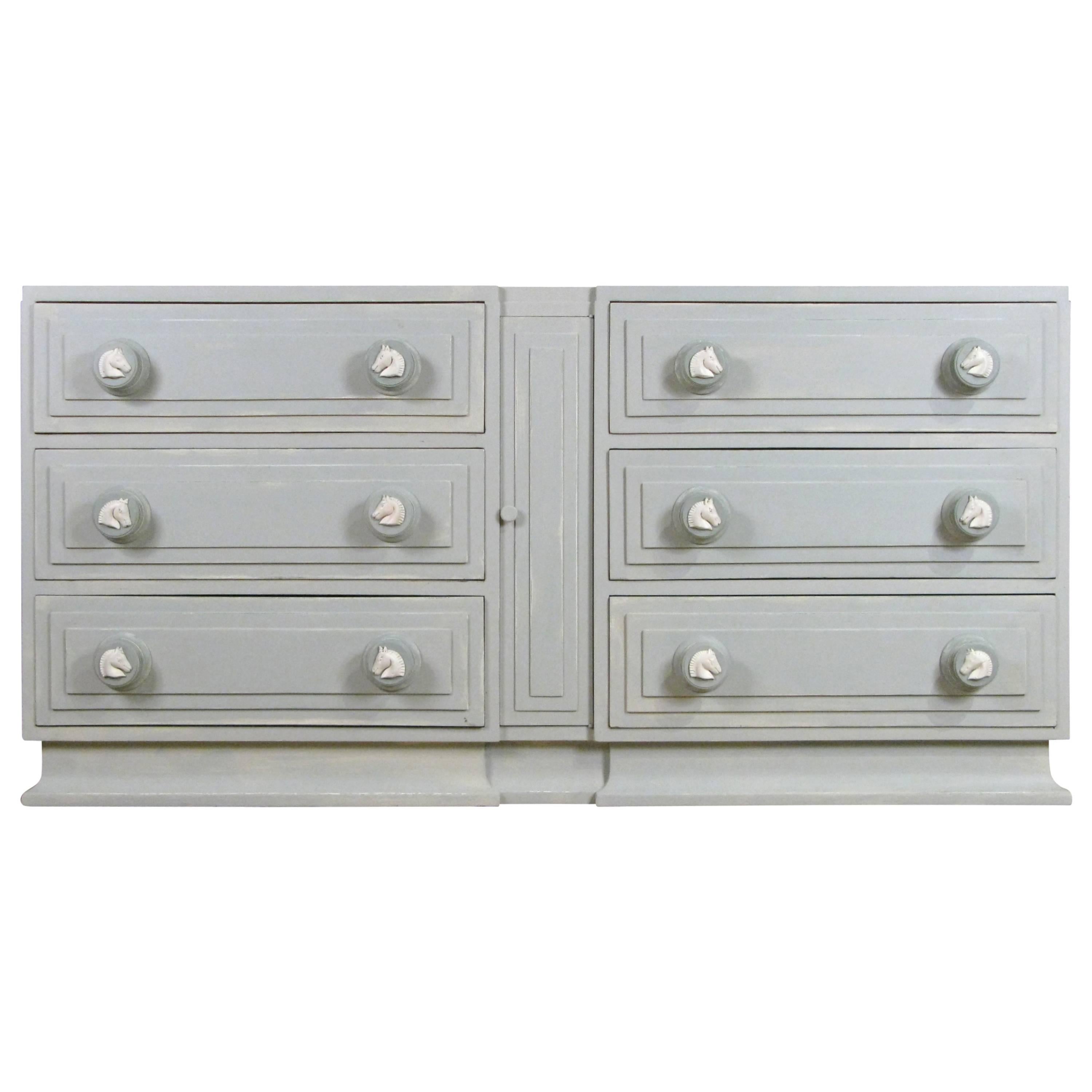 Hand-Painted Six-Drawer 'Equestrian' Chest by Maslow Freen