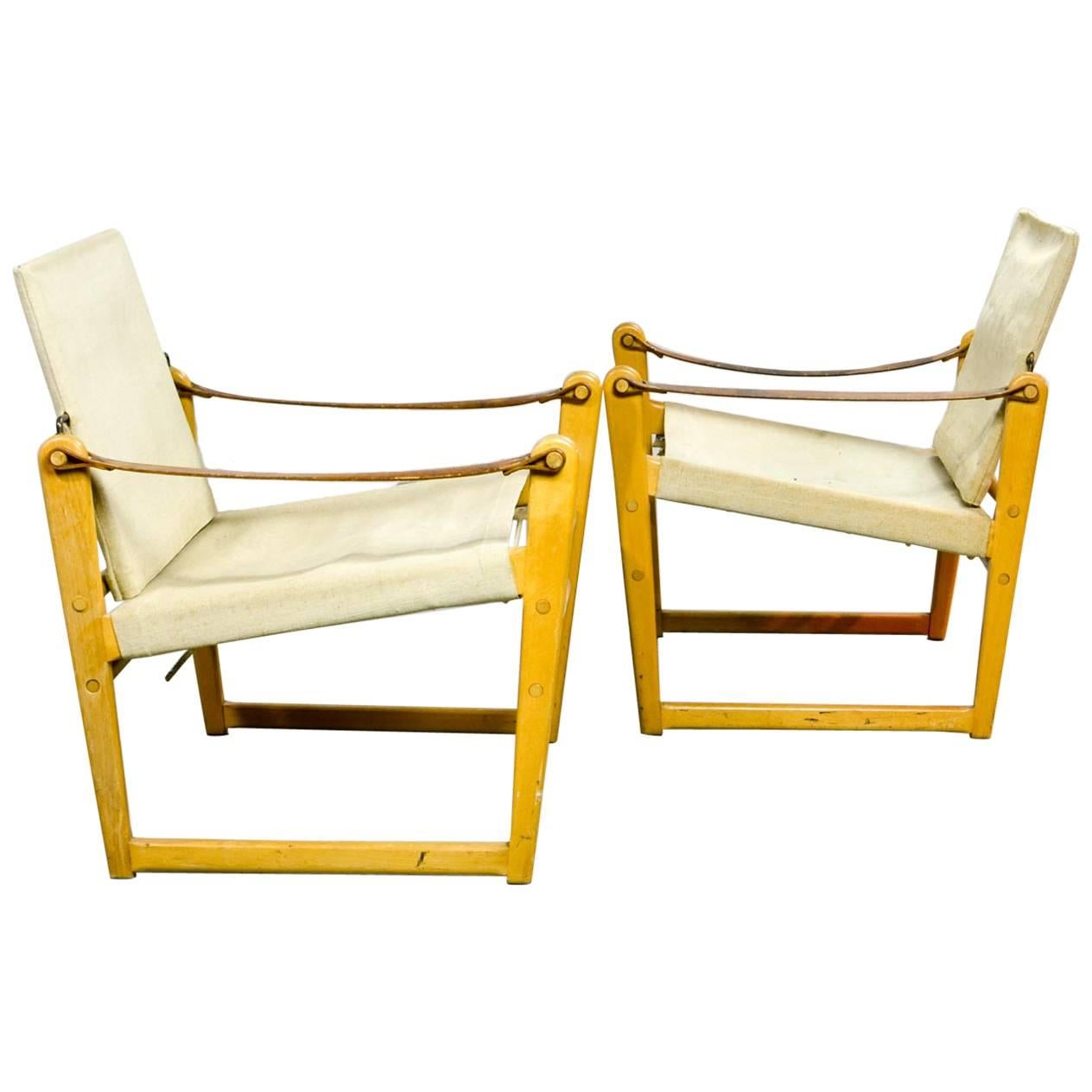 Pair of Midcentury Safari Chairs Designed by Bengt Ruda for Ikea, 1960s