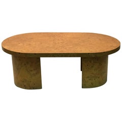 Burled Elm Wood Coffee Table Oval