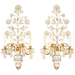 Pair of New Four-Light Rock Crystal Sconces 