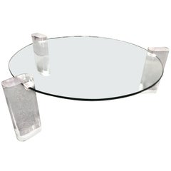 Lucite And Glass Coffee Table Round 