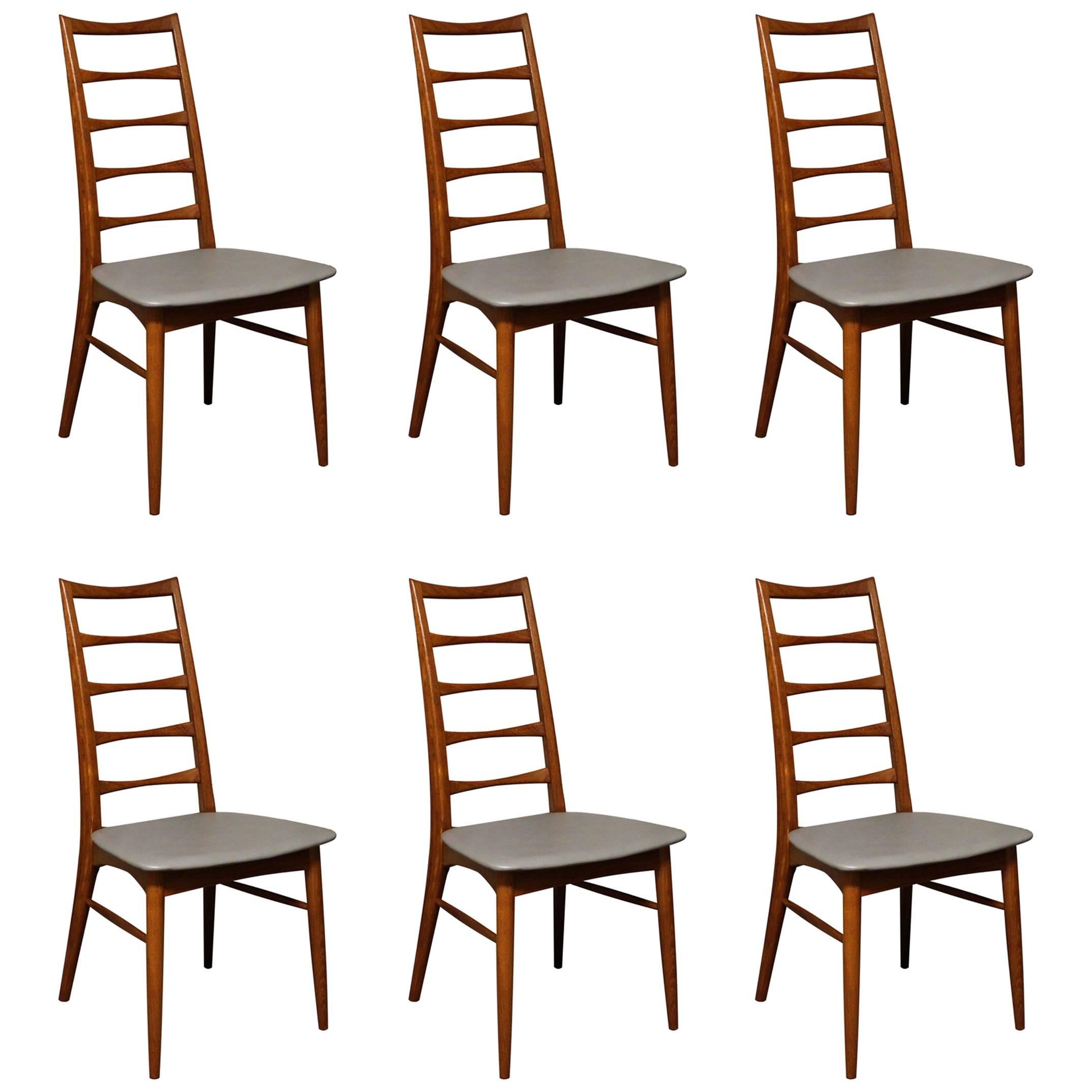 Niels Koefoed for Koefoed Hornslet, Set of Six Danish Teak 'Lis' Dining Chairs