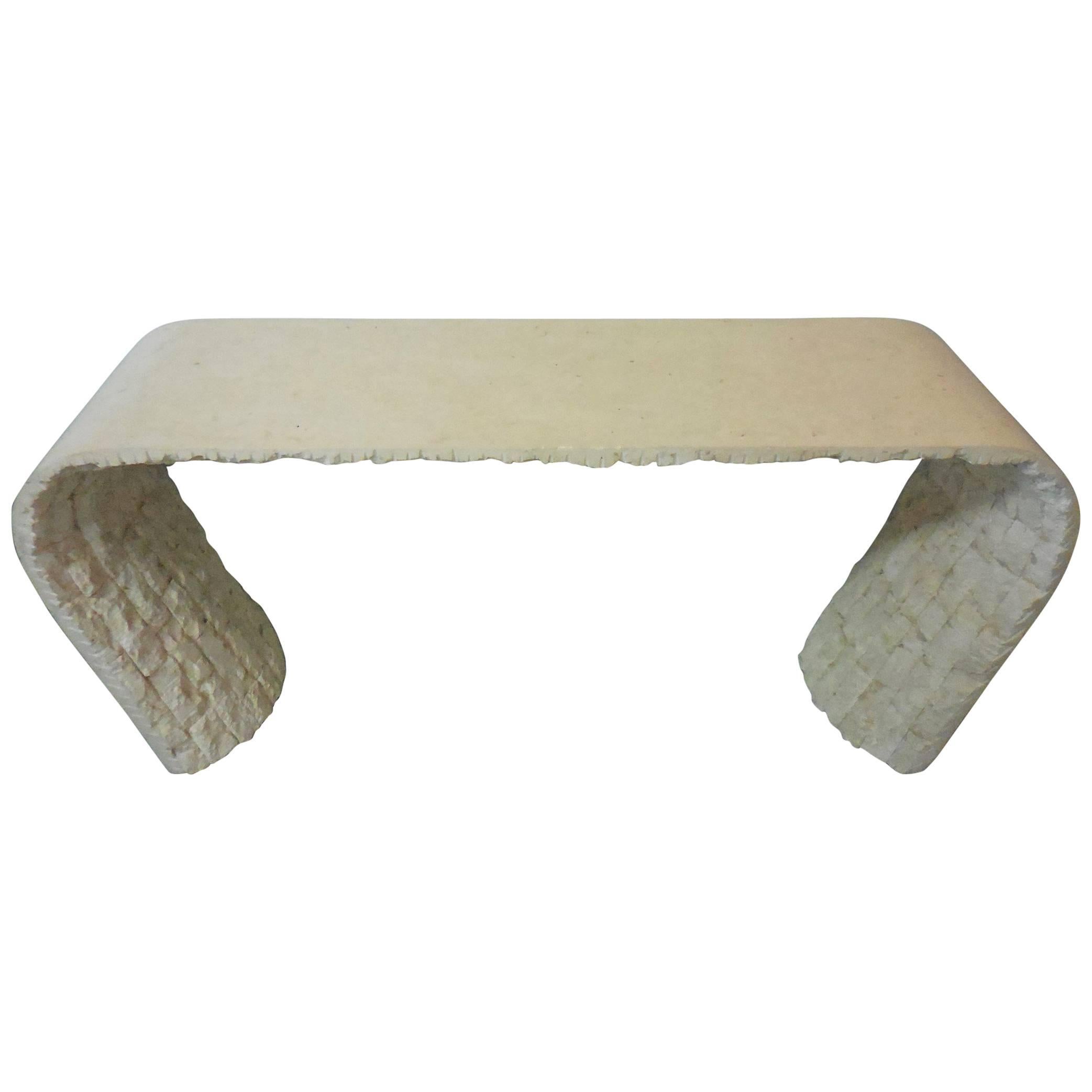 Marble Smooth and Textural Organic Console Table