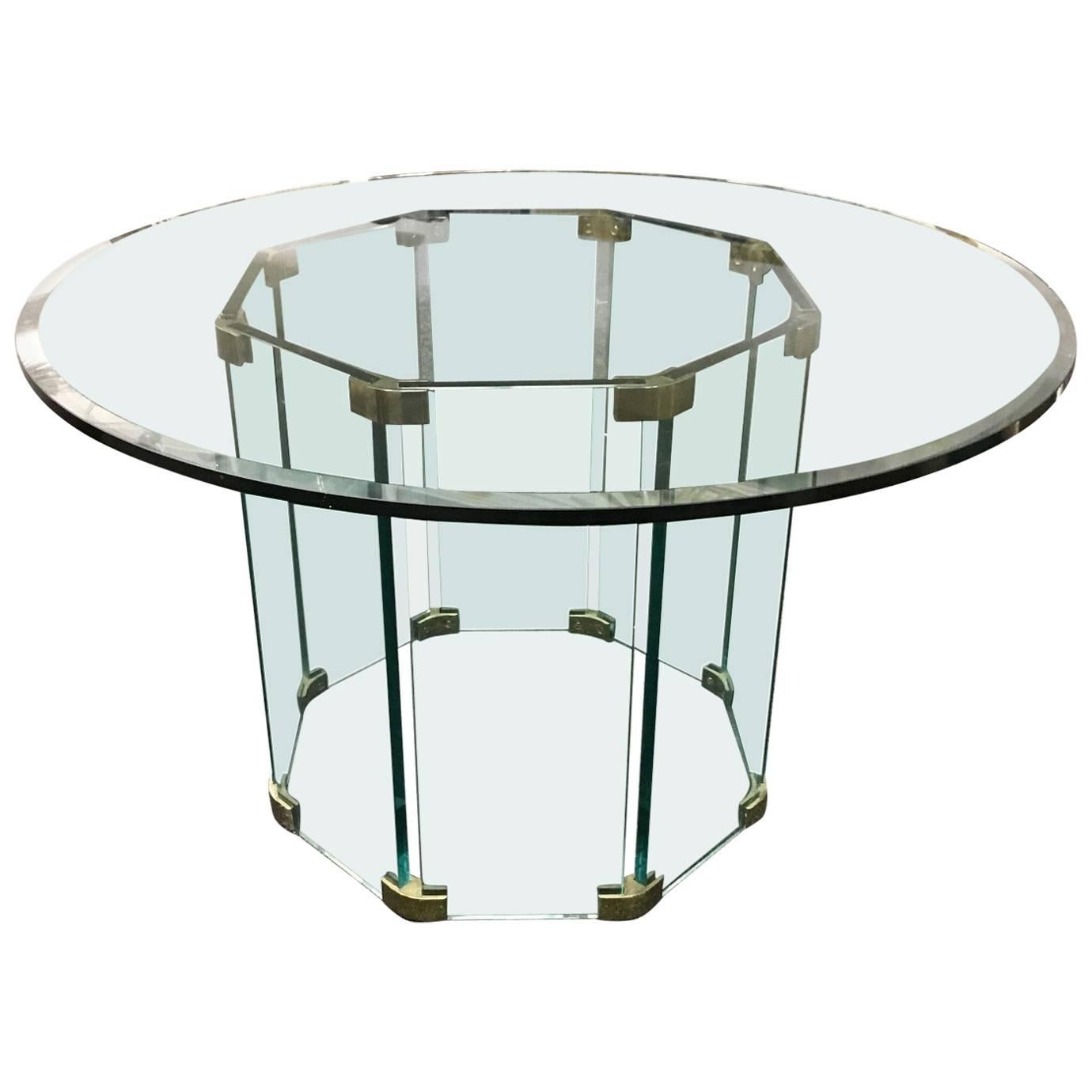 Pace Collection Round Glass Dinning Table For Sale