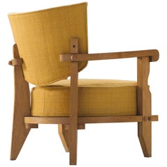 Guillerme 
Chambron Carved Solid Oak Club Chair