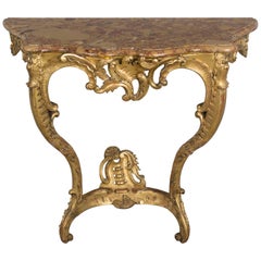 19th Century Louis XV Style Gilded Console