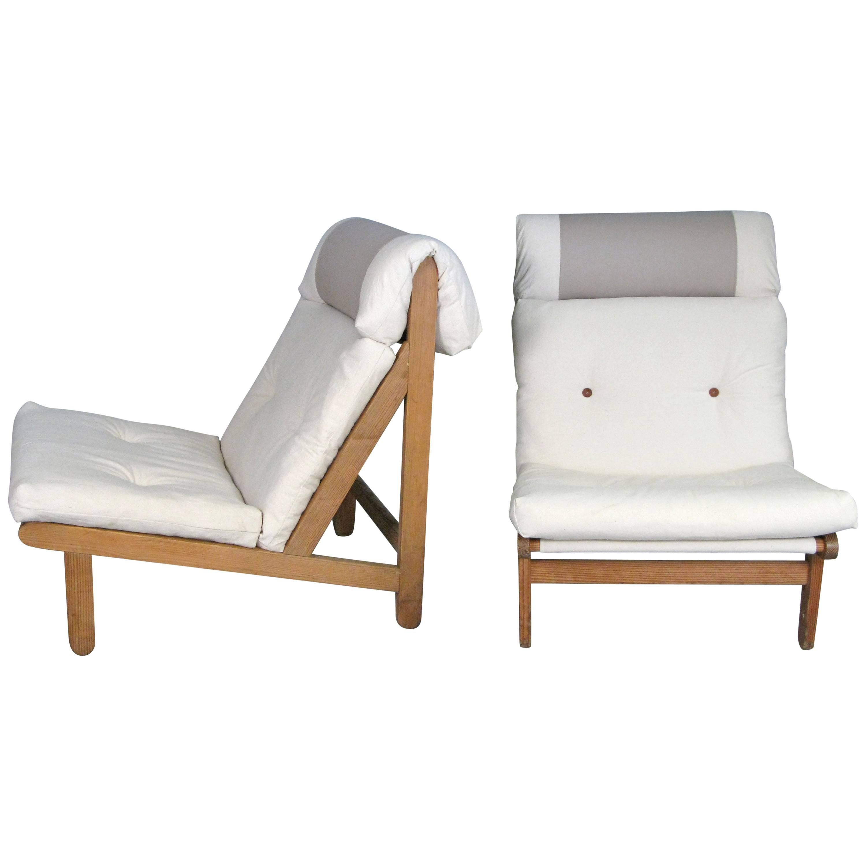 Pair of Danish 'a Frame' Lounge Chairs by Bernt Petersen