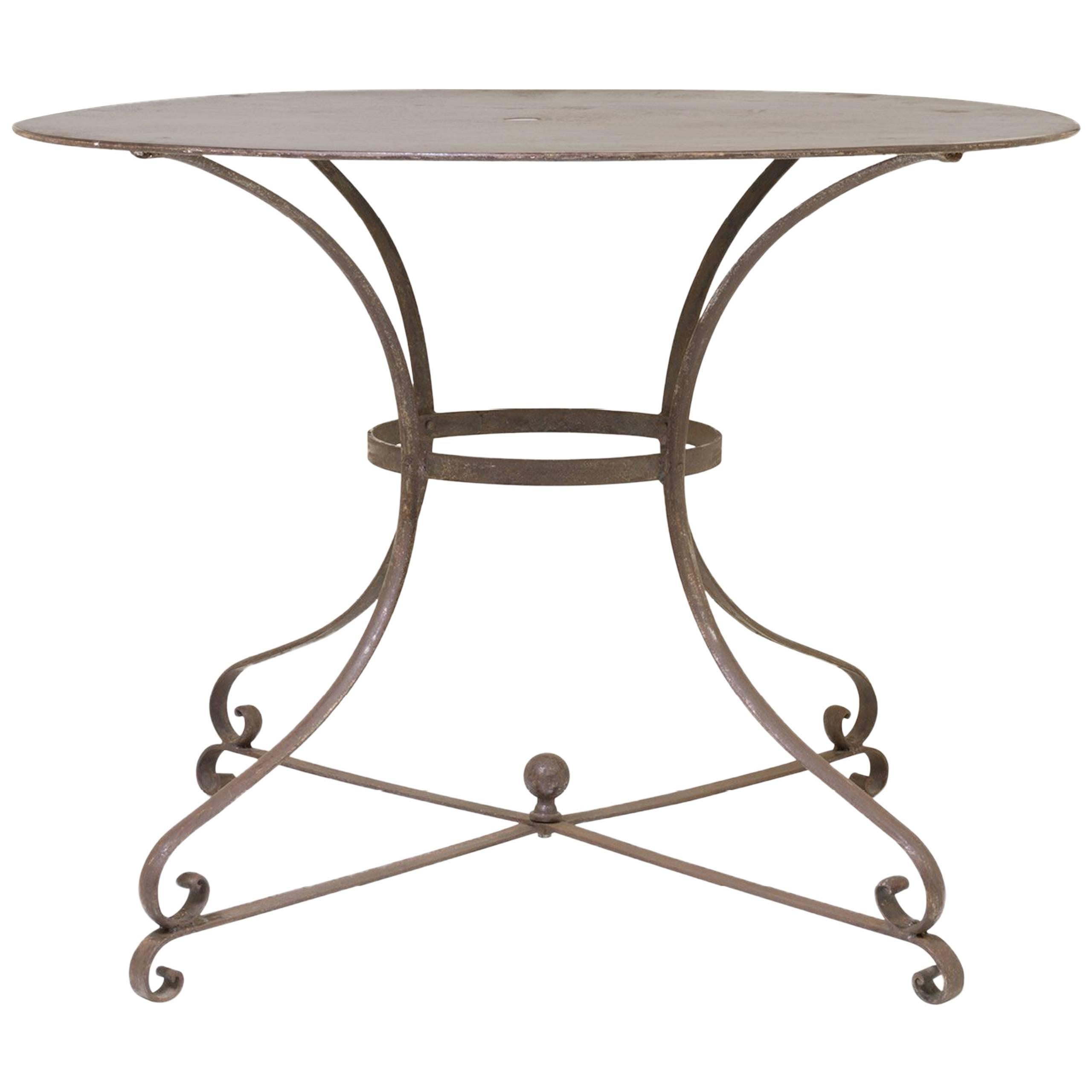 French Hammered Iron Guéridon Dining Table