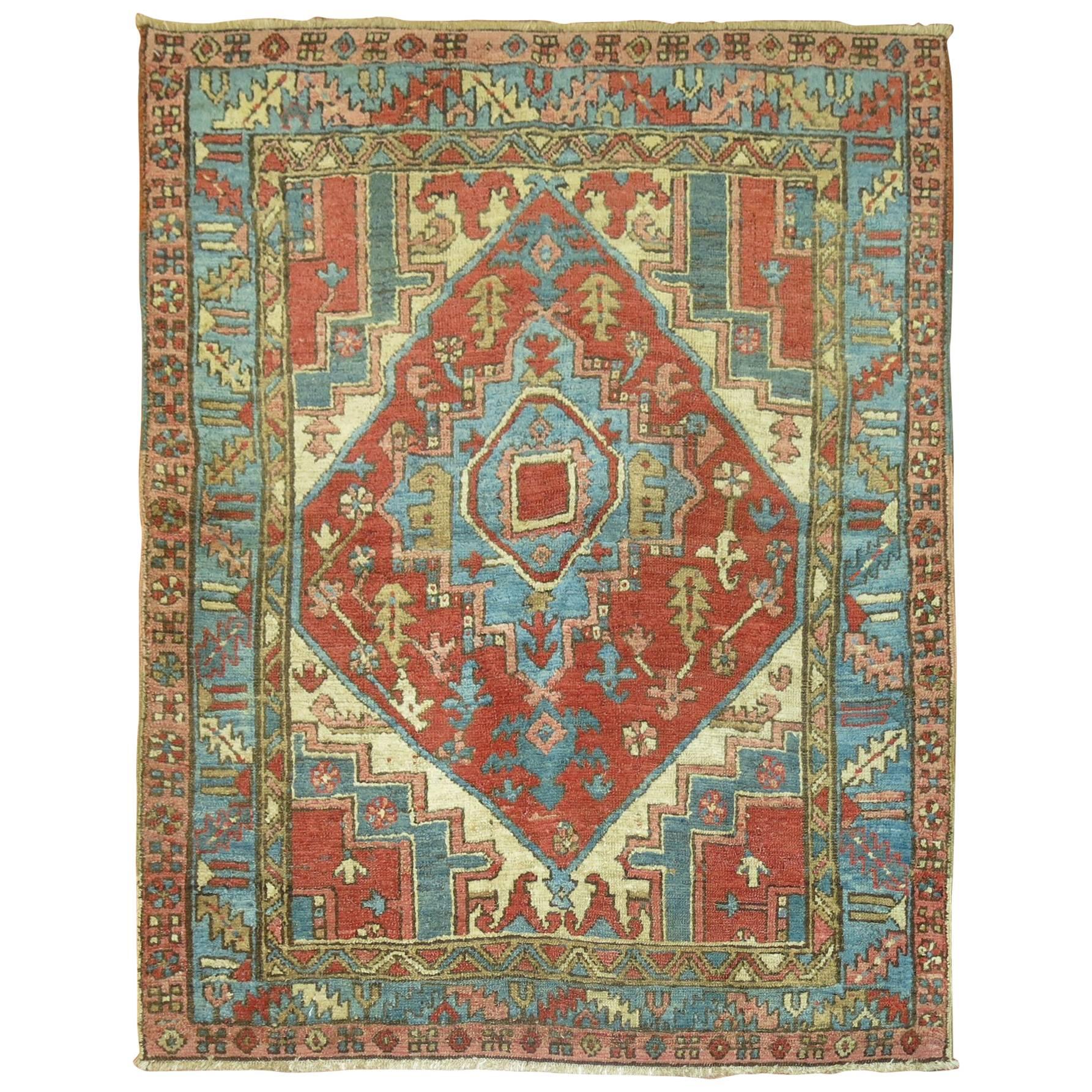 Antique Square Persian Heriz Rug