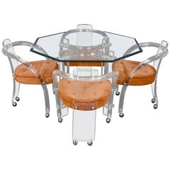 Lucite and Glass Dining Set after Charles Hollis Jones by Hill Furniture