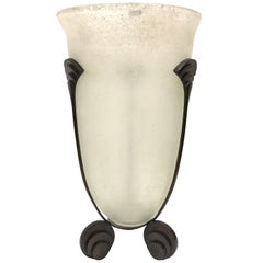 Karl Springer Seguso Corroso Glass and Bronze Vase