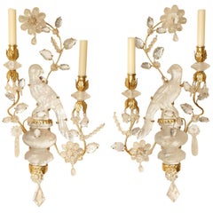 Pair of New Rock Crystal Two-Light Sconces