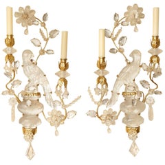 Pair of New Rock Crystal Two-Light Sconces 