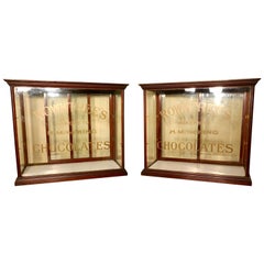 Antique Pair Sweet Shop Display Cabinets, Rowntree’s Chocolates