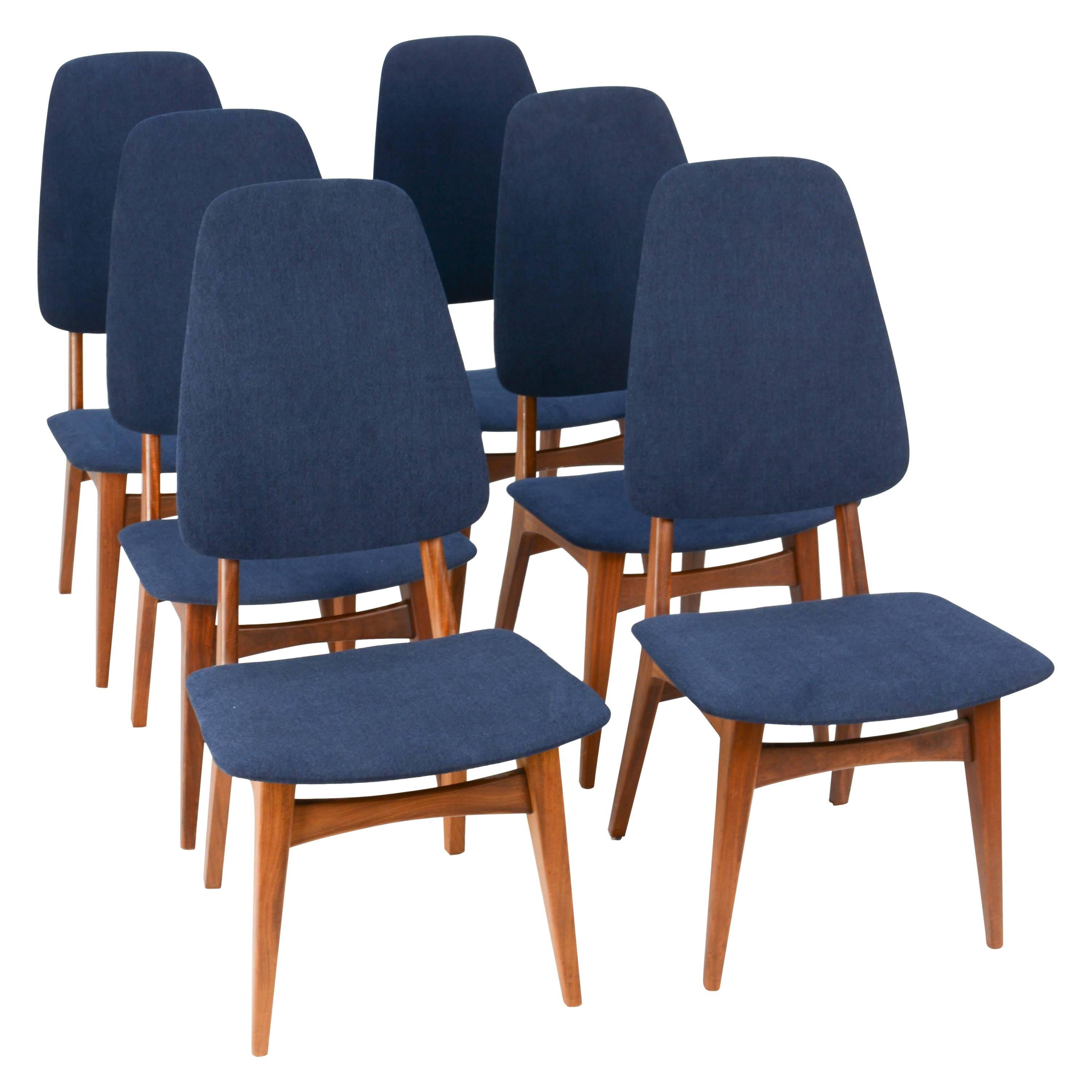 Set of Six Sorheim Bruk's Afromosia High Back Dining Chairs of Norway