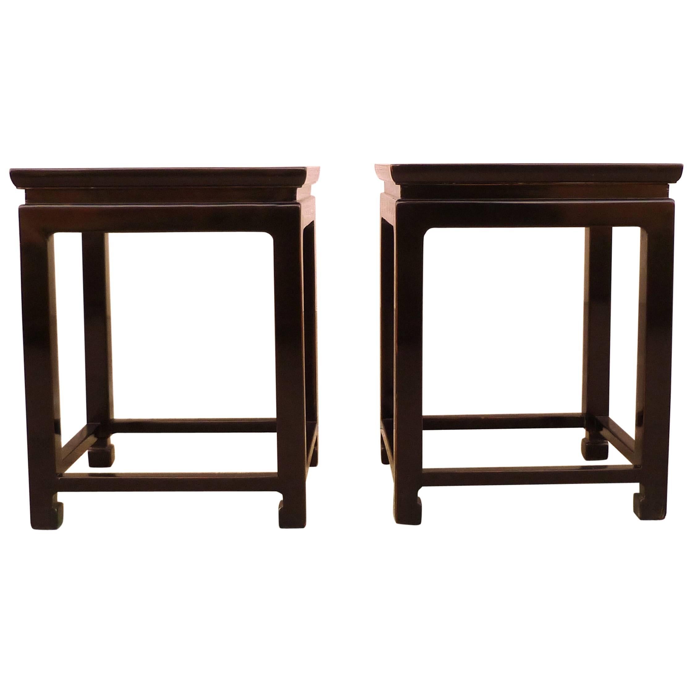 Pair of Fine Black Lacquer End Tables