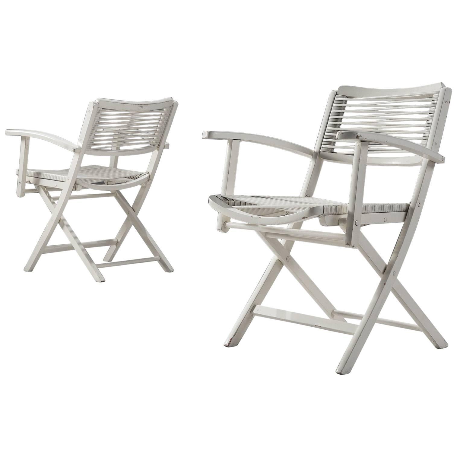 Pair of White Folding Chairs